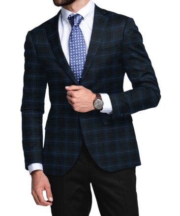 Raymond Men's 100% Merino Wool Checks  2.20 Meter Unstitched Tweed Jacketing & Blazer Fabric (Royal Blue)