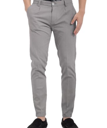 Arvind Men's Cotton Structured  Unstitched Stretchable Trouser Fabric (Light Grey)