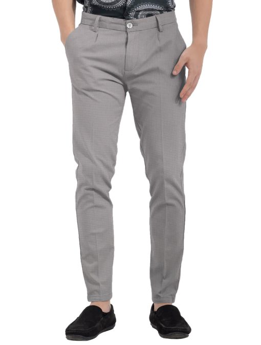 Arvind Men's Cotton Structured  Unstitched Stretchable Trouser Fabric (Light Grey)