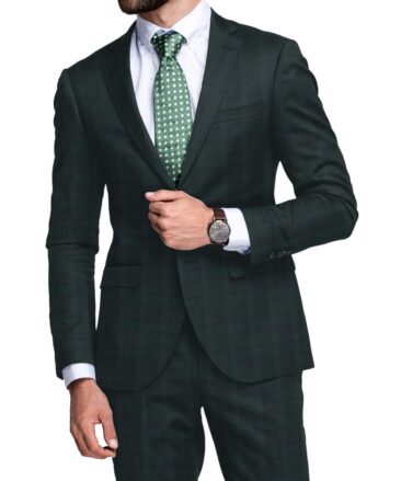 Raymond Men's Polyester Viscose  Checks  Unstitched Suiting Fabric (Dark Pine Green)