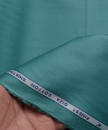 Burgoyne Men's Giza Cotton Solids  Unstitched Shirting Fabric (Teal Green)