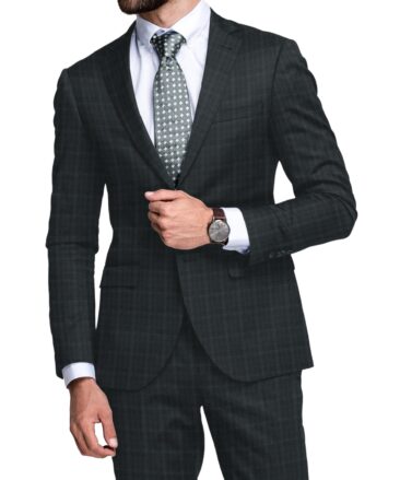 Raymond Men's Polyester Viscose  Checks  Unstitched Suiting Fabric (Dark Grey)