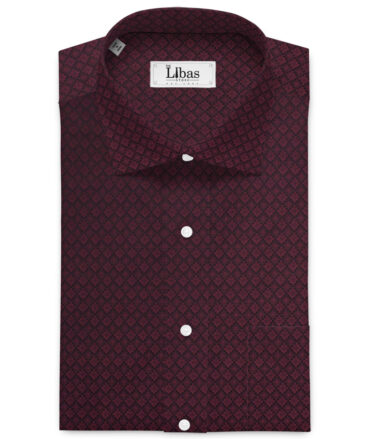 Soktas Men's Giza Cotton Self Design  Unstitched Shirting Fabric (Wine)