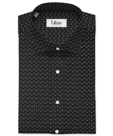 Raymond Men's Cotton Printed  Unstitched Shirting Fabric (Black & Beige)