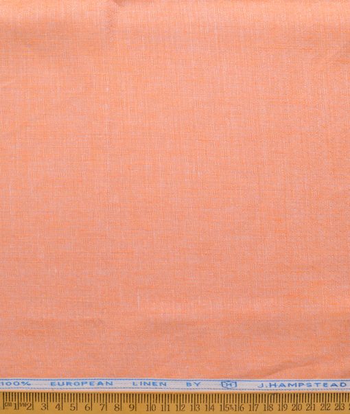 J.Hampstead Men's 100% Linen 60 LEA Self Design  Unstitched Shirt Fabric (Orange) - Image 3