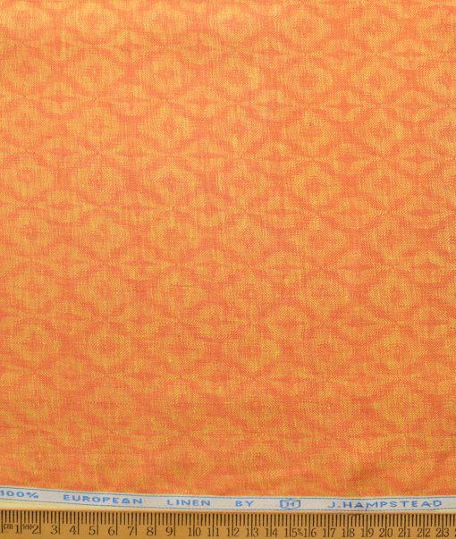 J.Hampstead Men's 100% Linen 60 LEA Self Design  Unstitched Shirt Fabric (Orange) - Image 3