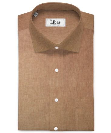 Burgoyne Men's 100% Irish Linen 60 LEA Self Design  Unstitched Shirting Fabric (Caramel Brown)