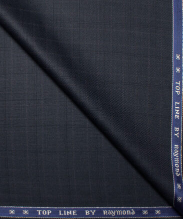 Raymond Men's Polyester Viscose  Checks  Unstitched Suiting Fabric (Dark Navy Blue)