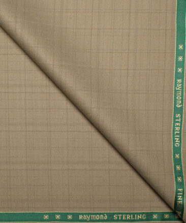 Raymond Men's Polyester Viscose  Checks  Unstitched Suiting Fabric (Khakhi Brown)