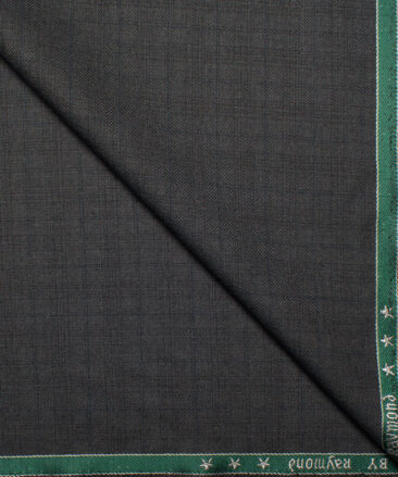 Raymond Men's Polyester Viscose  Checks  Unstitched Suiting Fabric (Dark Grey)