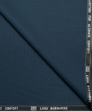 Luigi Bernardo Italy Men's 35% Wool Super 120's Structured  Unstitched Suiting Fabric (Dark Peacock Blue).