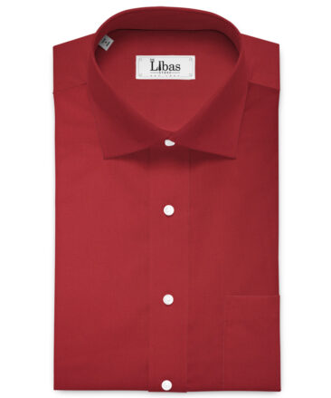 Luthai Men's  Cotton Solids  Unstitched Shirting Fabric (Red)