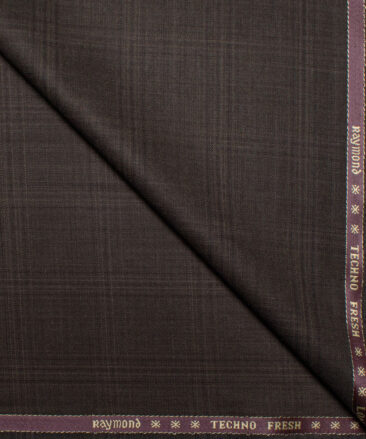 Raymond Men's 35% Wool Super 70's Checks  Unstitched Suiting Fabric (Dark Brown)