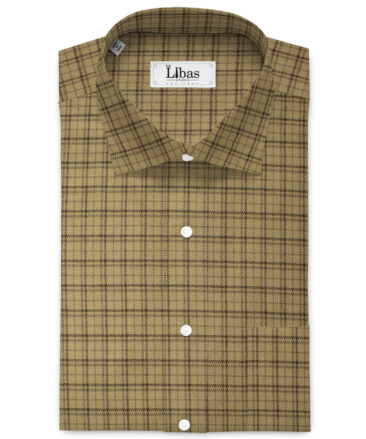 OCM Men's  Acrylic Wool Checks  Unstitched Shirting Fabric (Light Brown)