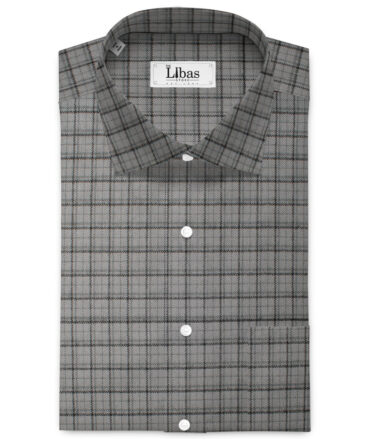 OCM Men's  Acrylic Wool Checks  Unstitched Shirting Fabric (Light Grey)