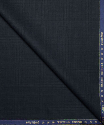 Raymond Men's 35% Wool Super 70's Checks  Unstitched Suiting Fabric (Dark Blue)