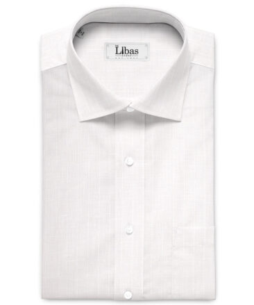 Solino Men's 80 LEA Linen Striped  Unstitched Shirting Fabric (White)